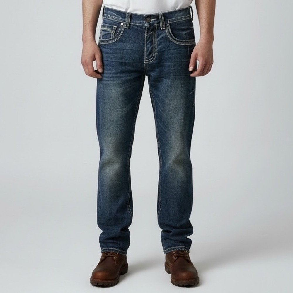 B. Tuff Torque Jeans Mens 40 X-Long Dark Wash New Straight Leg Contrast Stitch‎